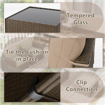 LOUVIXA 7 Piece Outdoor Patio Furniture Set, Outdoor Sectional Sofa, Wicker Rattan Patio Furniture, Patio Conversation Set with Coffee Table & Cushions