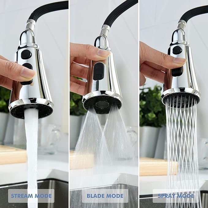 Kitchen Faucet with Pull Down Sprayer Tall Single Handle High Arc Kitchen Sink Faucet Faucet for Kitchen Sink 3-Function Sprayer 17 Inch,Chrome