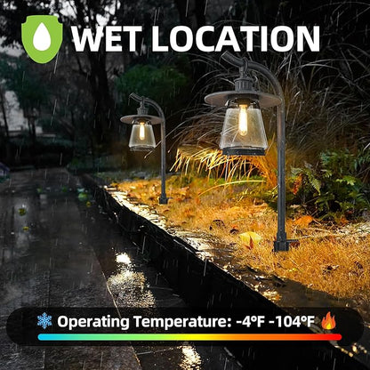 hykolity Low Voltage Landscape Path Lights, 12V-15V AC LED Outdoor Landscape Lighting with LED Bulb & Wire Connector, Zinc Aluminum Housing Pathway Lights for Yard Garden Walkway, 4 Pack, ETL Listed