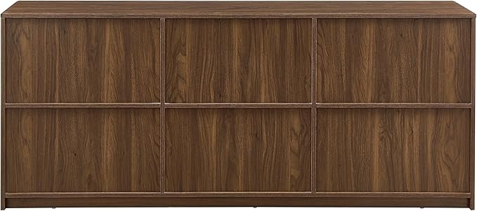 Ball & Cast 67" Modern Fluted Sideboard Buffet Cabinet with Storage,Curved Design Kitchen Coffee Bar Cabinet with 6 Doors & Shelves,Wood Credenza Cabinets Media Console for Living Room,Walnut