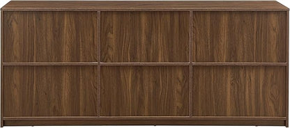 Ball & Cast 67" Modern Fluted Sideboard Buffet Cabinet with Storage,Curved Design Kitchen Coffee Bar Cabinet with 6 Doors & Shelves,Wood Credenza Cabinets Media Console for Living Room,Walnut