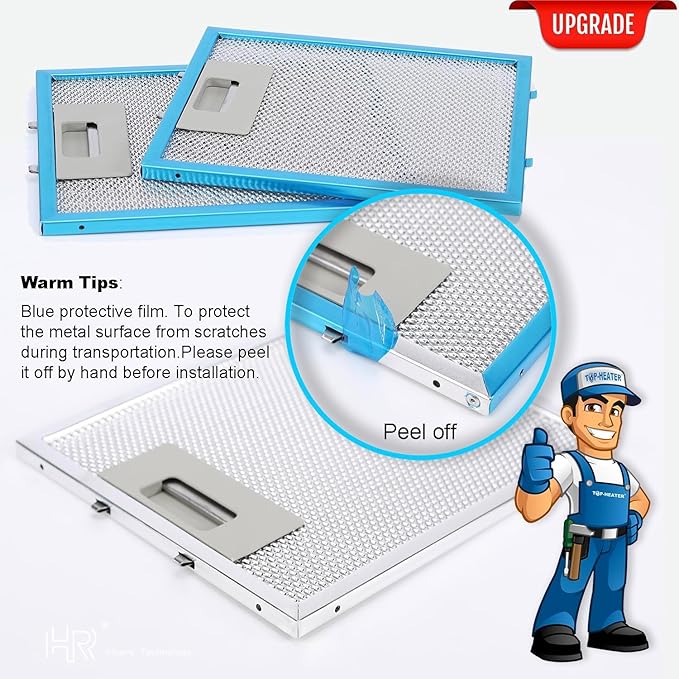 Upgraded W10169961A Range Hood Filter Replacement, Fits Whirlpool, Ikea, Kitchen Aid, Jenn Air, Aluminum Mesh Hood Grease Filter 10.5x12Inch, HR Huare Technology Aluminum Range Hood Vent Filters,1PCS