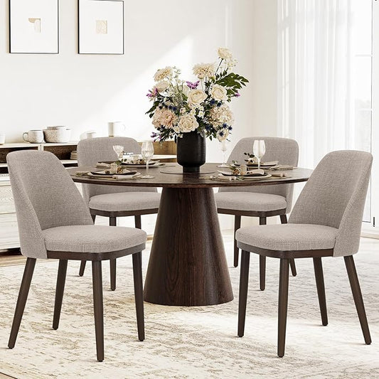 COLAMY Upholstered Dining Chairs Set of 4, Modern Kitchen Chairs with Back, Leather Side Dining Room Chairs with Wood Legs for Kitchen Dining Room Restaurant,Camel