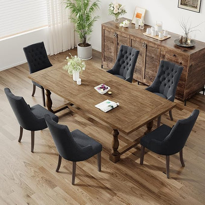 COLAMY Wingback Upholstered Dining Chairs Set of 6, Fabric Side Dining Room Chairs with Tufted Button, Living Room Chairs for Home Kitchen Resturant- Black