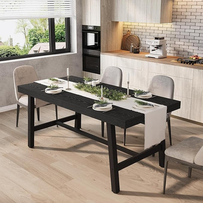 GarveeHome 63 Inch Compact Rectangular Table for Dining Room & Kitchen, Industrial Dining Table for 4-6 People, Heavy Duty Metal Frame, Black