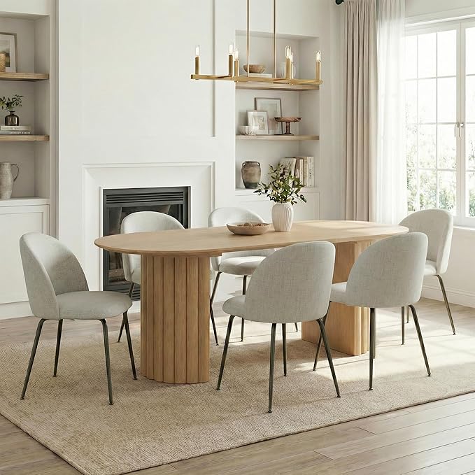 Casaphoria Dining Chairs Set of 2, Modern Gray and Black Upholstered Accent Chairs with Metal Legs, Ergonomic Comfy Vanity Chair for Kitchen, Living Room, and Bedroom