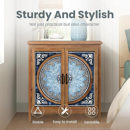 PHI VILLA Small Accent Cabinet with Doors, Stylish Storage Sideboard Credenza for Living Room & Entryway