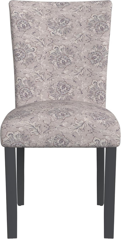 HomePop Classic Parsons Dining Chair -Gray Linen Artistic Floral Print (Set of 2)