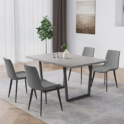 HIPIHOM 5 Piece Dining Table Set, 42.9 Inch Modern Kitchen Dining Table and Leather Dining Chairs for Kitchen Dining Room (Table + 4 Grey Chairs)