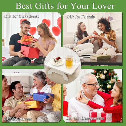SINWANT Couch Arm Table,Bamboo Couch Arm Tray Clip on Sofa Armrest,Chair Side Table for Small Spaces Drink Eating Dinner