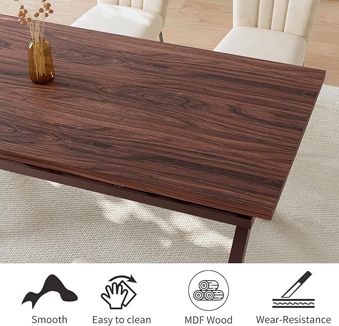 HIPIHOM 63 Inch MDF Table Set for Small Spaces, Kitchen Table with Dining Chairs, Heavy Duty Metal Legs, Ideal as a Tiny Desk Alternative, Home Office Desk