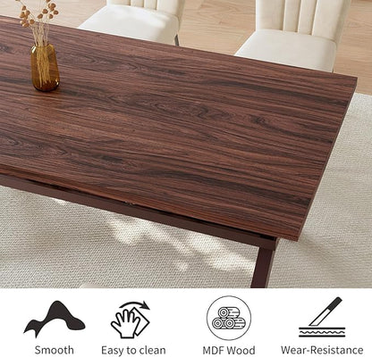 HIPIHOM 63" Kitchen and Dining Table Set for 4, MDF Wooden Table with Dining Chairs, Durable Metal Frame, Small Kitchen Island Styles with Storage Shelves