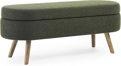 Modern Ottoman Bench with Storage - Versatile Bedside Pouf, Footstool, Toy Storage Ottoman for Bedroom, Living Room, Hallway Entryway, Multi-Use Furniture,Green-Foam