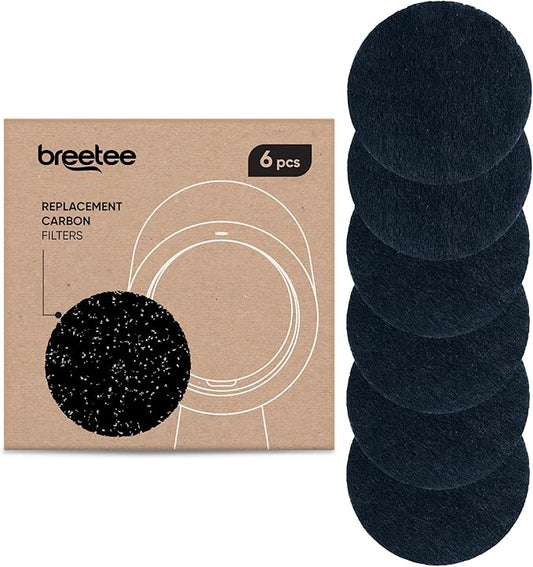 Breetee Carbon Filters Set - 6 Pack Replacement Filters for Breetee Portable Range Hoods - Efficient Odor Removal - 4,7 IN Circle Charcoal Filter for Range Hood Black