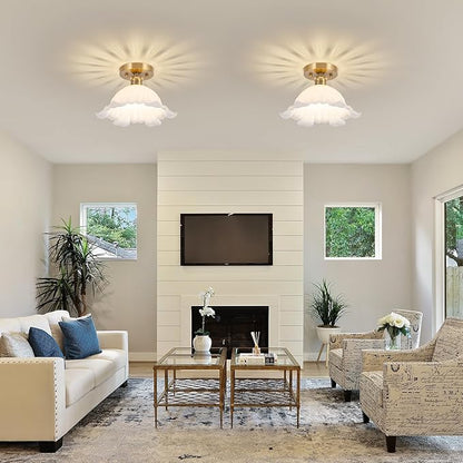 Semi Flush Mount Ceiling Light,Hallway Vintage Lights Fixture Ceiling White 11" Ceiling Light E26 Bulb Included Vintage Lights Fixtures for Closet Hallway Kitchen Dining Room