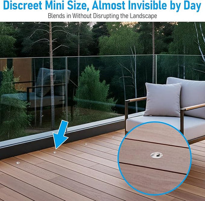 LEONLITE 12-Pack Low Voltage Recessed LED Deck Light, IP67 Waterproof, 12-24V AC/DC, Dual Beam 102° Butterfly Glow, 1W 3000K 1.3 Inch Mini Flush Mount, Stainless Steel for Pathway Step Deck Driveway