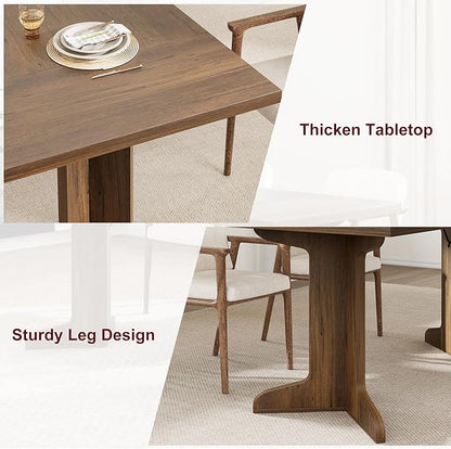 GAOMON 71.1 Inch Dining Table for 6-8 People, Farmhouse Rectangle Kitchen Table, Large Wooden Dinner Table with Thicken Tabletop and Sturdy Legs, Kitchen and Dining Room Furniture, Walnut