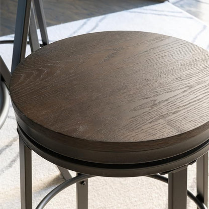 Powell Mikka Black and Brown Five Piece Round Counter Height Dining Pub Set with Swivel Seats