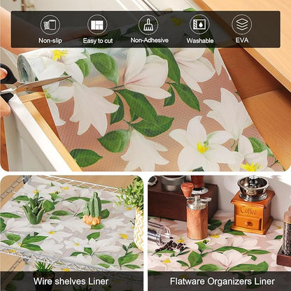 Cooyes Shelf Liner – Premium Non-Adhesive Cabinet & Drawer Liner for Kitchen – Waterproof Shelf Paper with Modern Pattern – Durable EVA Cabinet Mat – Easy to Cut （12" W x 240" L）