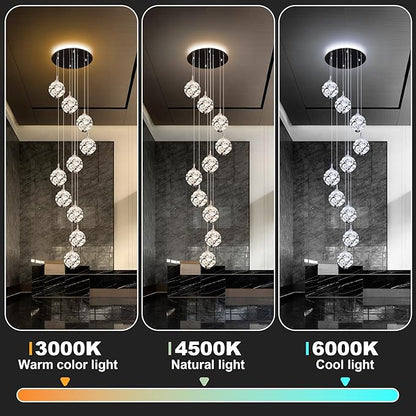 10-Light High Ceilings Long Chandeliers Modern Crystal Staircase Chandelier Hanging Flush Mount Lighting Fixtures Long Raindrop Hanging Chandeliers for Staircase,Foyer,Entryway