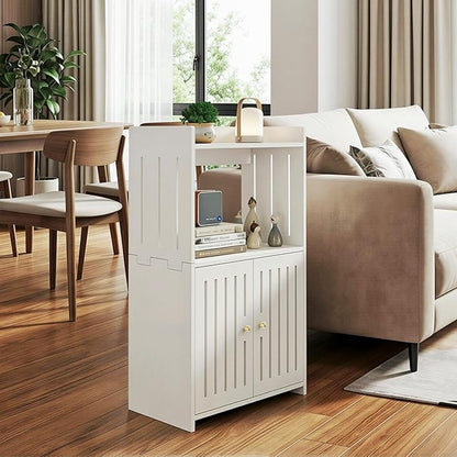 HAYOFAMY 3-Tier Bathroom Storage Cabinet, Small White Floor Cabinet Freestanding Organizer with Door for Living Room Hallway Small Space