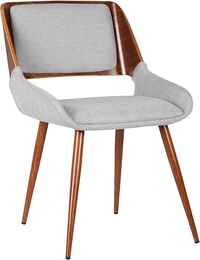 Armen Living Panda Mid-Century Dining Chair Walnut Finish and Gray Fabric