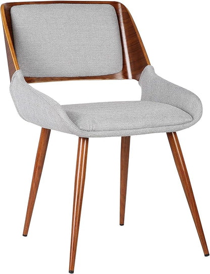 Armen Living Panda Mid-Century Dining Chair Walnut Finish and Gray Fabric