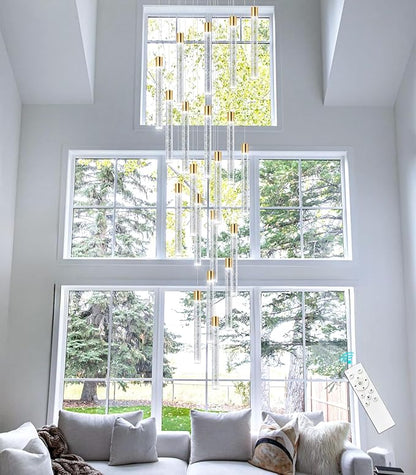 20-Lights Modern Led Crystal Chandeliers Long Large Spiral Chandeliers High Ceilings chandelier for Staircase Foyer