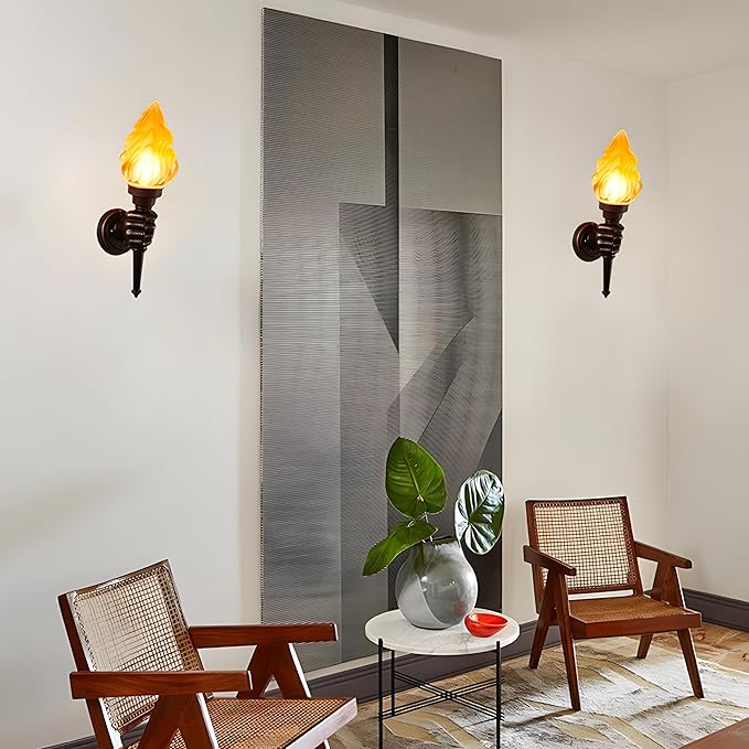 MIXL- Vintage Wall Sconces, IP55 Waterproof Art Deco Wall Lights,1-Light Outdoor Torch Patio Light, Creative Outdoor Wall Lamp for Garage, Hallway, Porch, Bedroom (Left Hand)