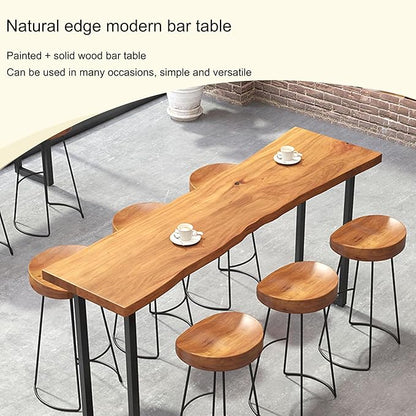 Counter Bar Height Table Kitchen Pub Coffee High Top Table Long Narrow Dining Table for Small Spaces with Sturdy Metal Frame for Small Spaces Balcony Coffee Shops-Table Only(120*40*105cm)