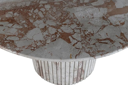 Meridian Furniture 248Breccia-DT48 Genoa Collection Art Deco Dining Table with Handcrafted Genuine Marble, Breccia Marble, 48" W x 48" D x 30" H, Breccia