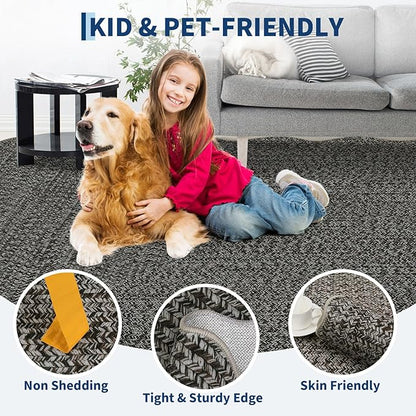 Imitation Braided Collection-Print Washable Runner Rug 2x8 Non Slip Bathroom Rug Scalloped Soft Farmhouse Throw Rugs Kitchen Runner Stain Resistant Carpet for Hallway Entryway Rugs
