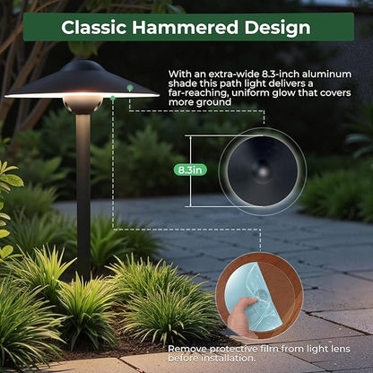 Gardencoin Low Voltage Pathway Lights (8.5'' Shade, 21.5'' Tall)，12V Outdoor LED Landscape Path Lights Wired, Aluminum Pathway Lighting with 3W 2700K Replaceable Bulb for Walkway Garden Yard, 6 Pack