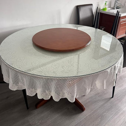 48" Round Tempered Glass Table Top, Clear Surface Flat Polished Edge for Furniture Protection Patio Dining Coffee End Tables (48 inch)
