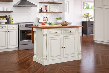 Homestyles Monarch Kitchen Island Set, 50 Inch Width, Antique White