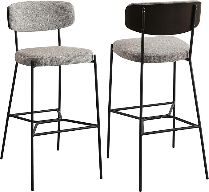 Coaster Home Furnishings - Elison - Set of 2 Pub Height Bar Stools with Foam Cushioned Seat and Geometric Detail Footrest - Mid-Century Modern - Dining Room - Light Brown & Dark Oak - 182657