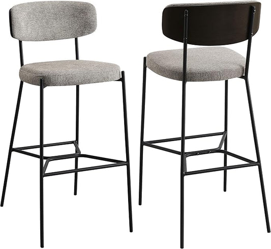 Coaster Home Furnishings - Elison - Set of 2 Pub Height Bar Stools with Foam Cushioned Seat and Geometric Detail Footrest - Mid-Century Modern - Dining Room - Light Brown & Dark Oak - 182657
