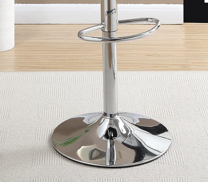 Modern Dining Chair 2 Adjustable Height Kitchen Island Stools with Upholstered Seat and Chrome Base for Dining Room, Sturdy Stable Easy Assembly Mid-Century Luxury Furniture,Silver-Metal-2pc