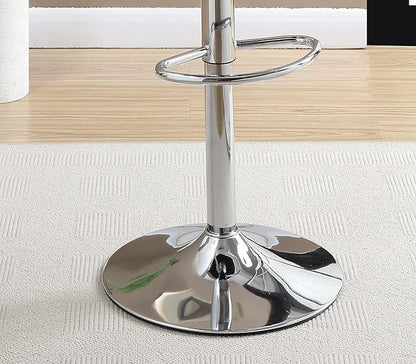 Modern Dining Chair 2 Adjustable Height Kitchen Island Stools with Upholstered Seat and Chrome Base for Dining Room, Sturdy Stable Easy Assembly Mid-Century Luxury Furniture,Silver-Metal-2pc