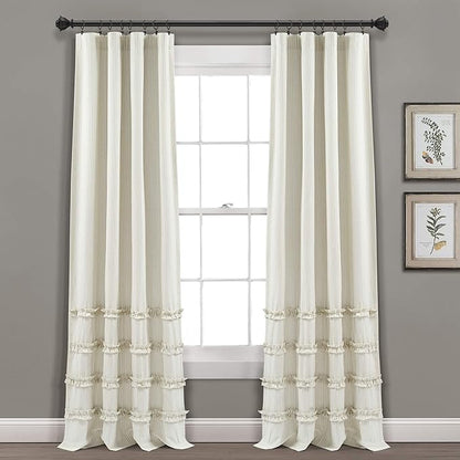 Lush Decor Vintage Stripe Yarn Dyed Cotton Blend Window Curtain Panels Pair, 40" W x 95" L Neutral - Striped Curtains for Living Room - Bedroom Curtains