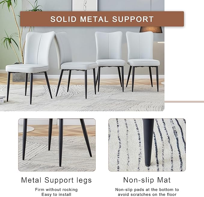Round Dining Table Set with 2 Light Gray PU Chairs, 31.5 Inch Dark Wood Grain Table with Suction Molding Annular Texture and Vertical Stripe Design, Versatile for Home and Office Use