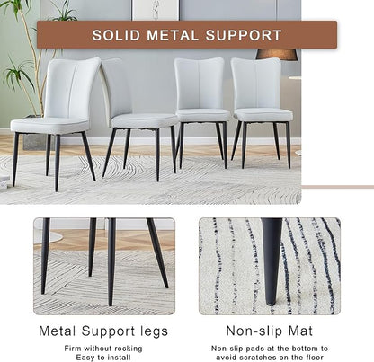 Round Dining Table Set with 2 Light Gray PU Chairs, 31.5 Inch Dark Wood Grain Table with Suction Molding Annular Texture and Vertical Stripe Design, Versatile for Home and Office Use