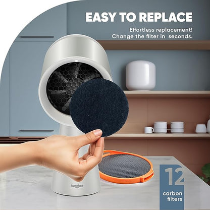 Carbon Filters Set - 12 Pack Replacement Filters for Breetee Portable Range Hoods - Efficient Odor Removal - 4,7 IN Circle Charcoal Filter for Range Hood Black