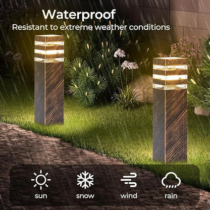 SLAWA 15In Pathway Lights Bronze E26 Outdoor Landscape Path Lights Die-Casted Aluminum Walkway Lights Modern Landscape Sideway Lighting IP65 Waterproof Patio Porch Exterior Floor Lamp with Bulbs
