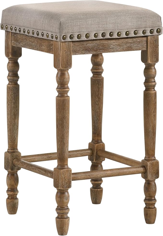 Modern Dining Chairs Set of 2 Natural Wood Counter Height Stools with Sturdy Construction, Versatile Use, Stylish Simple Design, Comfortable Seat for Kitchen Island and Bar,Brown