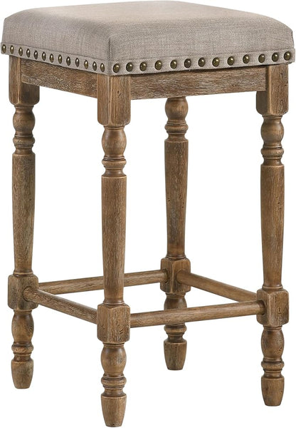 Modern Dining Chairs Set of 2 Natural Wood Counter Height Stools with Sturdy Construction, Versatile Use, Stylish Simple Design, Comfortable Seat for Kitchen Island and Bar,Brown
