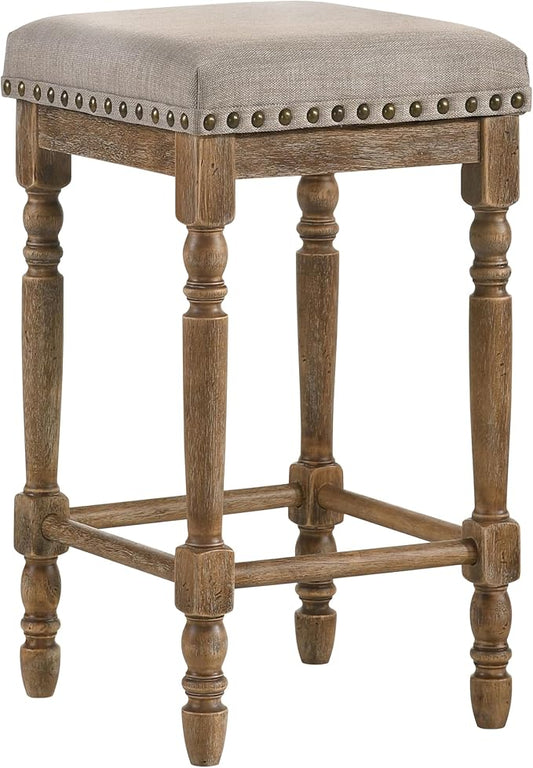 Modern Dining Chairs Set of 2 Natural Wood Counter Height Stools with Sturdy Construction, Versatile Use, Stylish Simple Design, Comfortable Seat for Kitchen Island and Bar,Brown