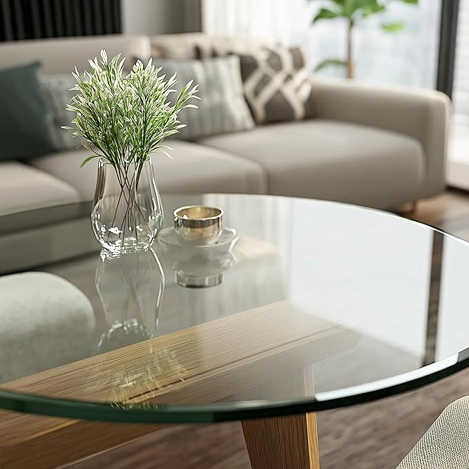 46" Round Tempered Glass Table Top, Clear Surface Flat Polished Edge for Furniture Protection Patio Dining Coffee End Tables (46 inch)