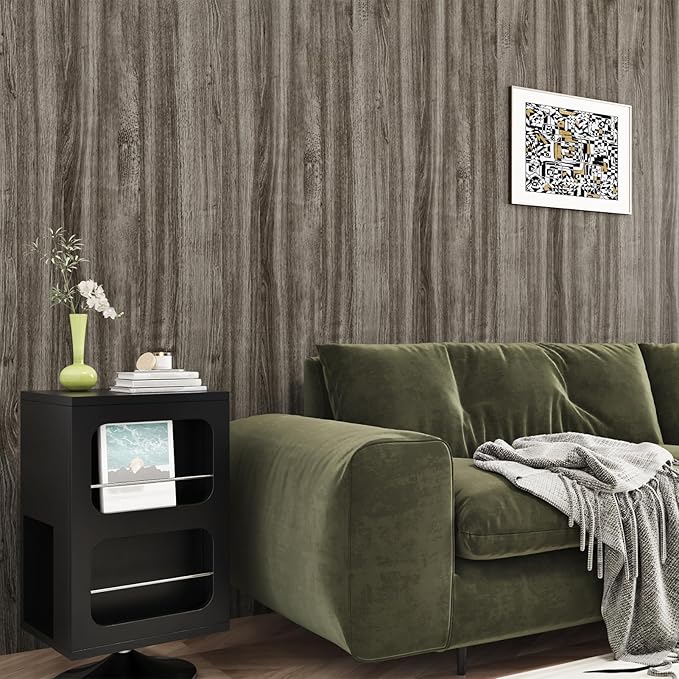 WESTICK Grayish Brown Wood Contact Paper Peel and Stick Wallpaper Wood Vinyl Wrap Waterproof Thick Wooden Grain Contact Paper for Countertops Desk Dresser Kithcen Cabinets Shelf Liner 15.8" x 393"