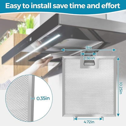 Range Hood Filter Replacement 10.25x9x0.35Inch (260x230x8.9mm) 5-Layer S97018029 Mesh Hood Vent, Range Hood Grease Filter, fits Broan B5 Series 2pack by oneket (stainless steel)